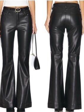 Pistola Kinsley Flare Pant Black Faux
Leather in Slate Black, Full Length, 24